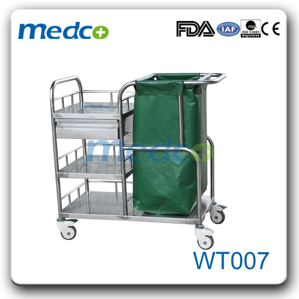 Stainless Steel Medical Laundry Cart, Hospital Cleaning Dressing Trolley