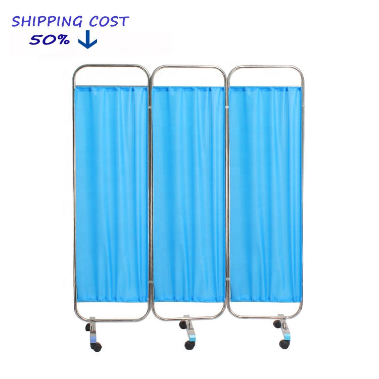 Cheap Medical 3 Fold Stainless Steel Ward Screen Hospital Mobile Privacy Screen