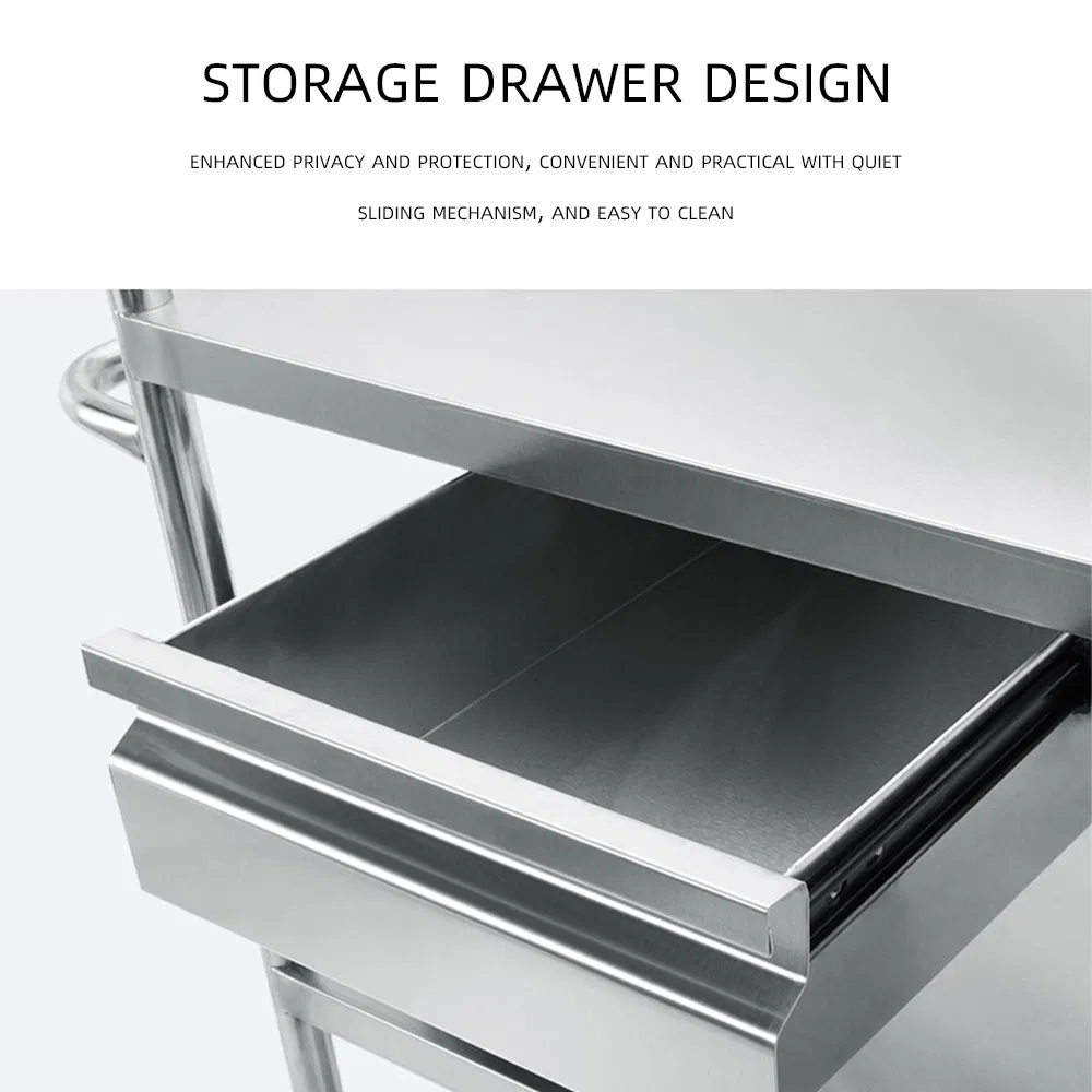 Hospital Clinic Stainless Steel Medical Instrument Trolley Hospital Dressing Cart Medicine Delivery Cart