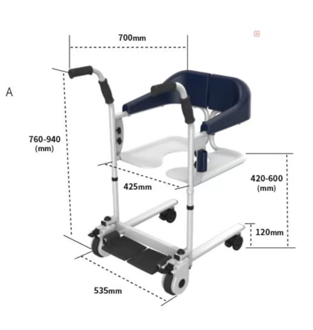 Transfer Lift Portable Patient Lifter Hoist Commode Chair for Elderly