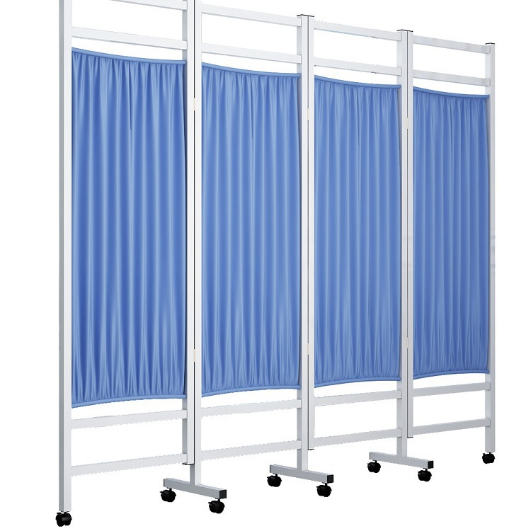 Portable Mobile Folding Medical Privacy Screen Steel Frame Adjustable Lockable Wheels Hospital Clinic Examination Curtains