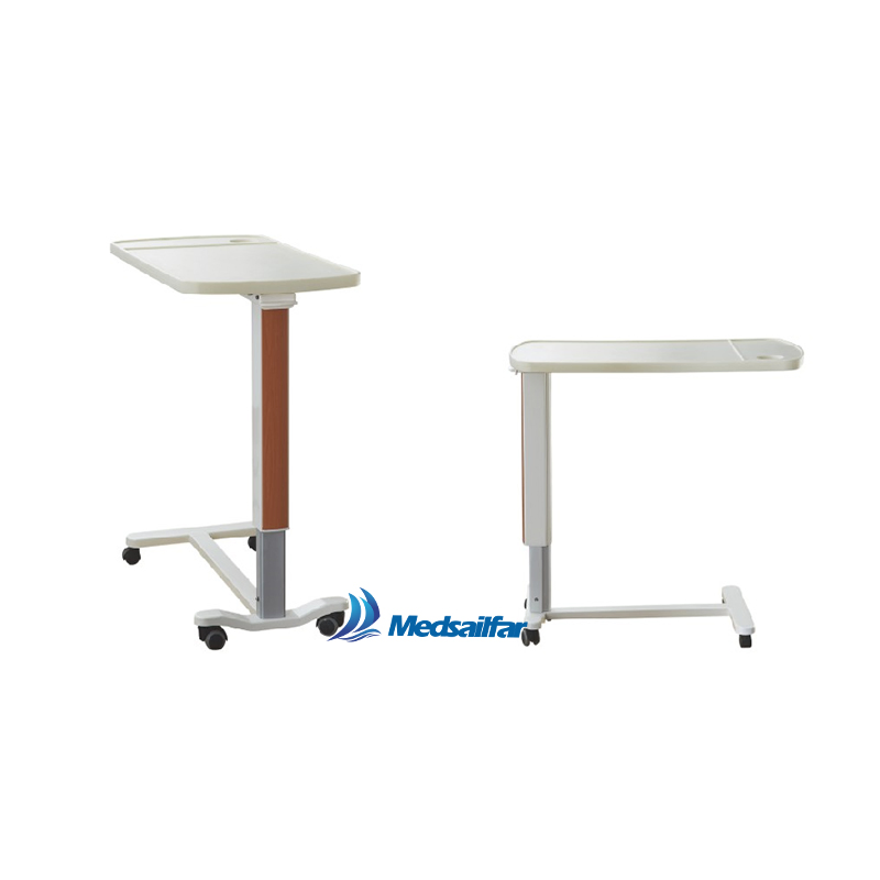 Hospital Patient Room Eating Adjustable Laptop Overbed Bedside Table with Wheels