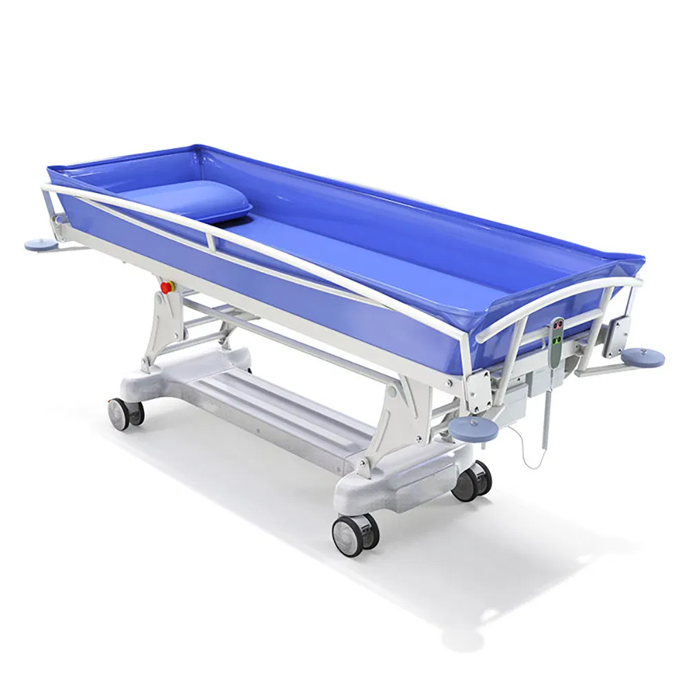 Icen Adjustable Hospital Patient Electric Shower Bath Trolley Bed for Adults