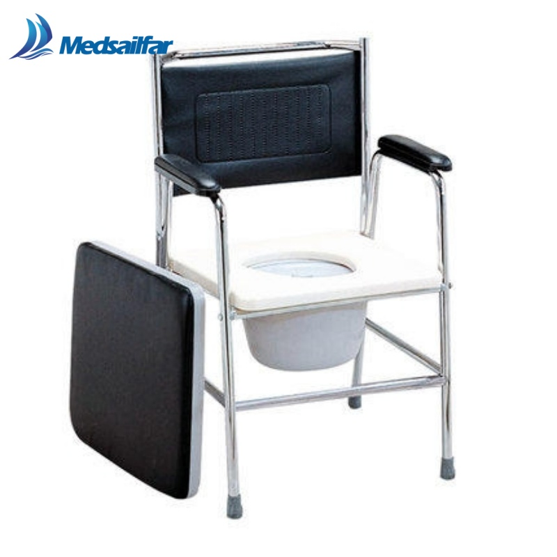Disabled Bedside Foldable Steel Comfortable Portable Commode Chair for Elderly