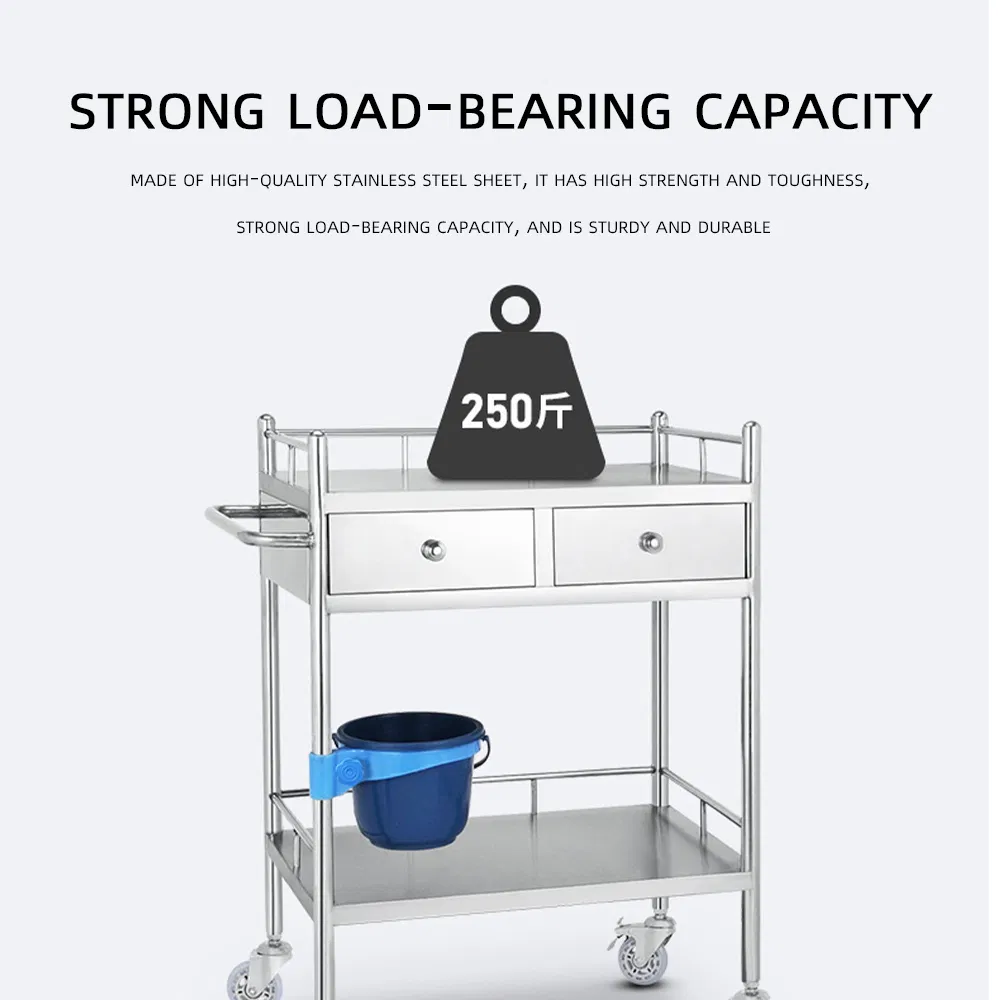 Hospital Clinic Stainless Steel Medical Instrument Trolley Hospital Dressing Cart Medicine Delivery Cart