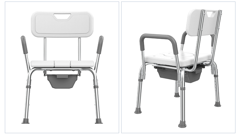 Durable Bathroom Anti-Slip Shower Commode Chair with Armrest for Disabled