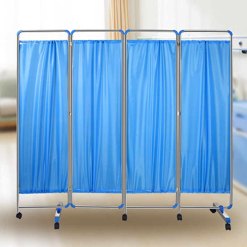 Hospital Privacy Folding Screen - 3/4 Panel Mobile Medical Partition with Wheels
