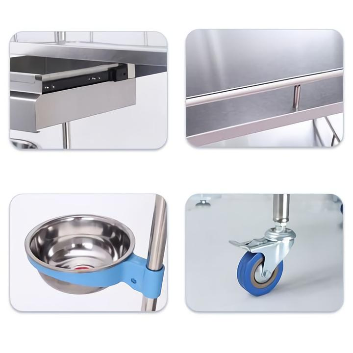 OEM Detachable Stainless Steel Medical Trolley Cart Hospital Dressing Trolley