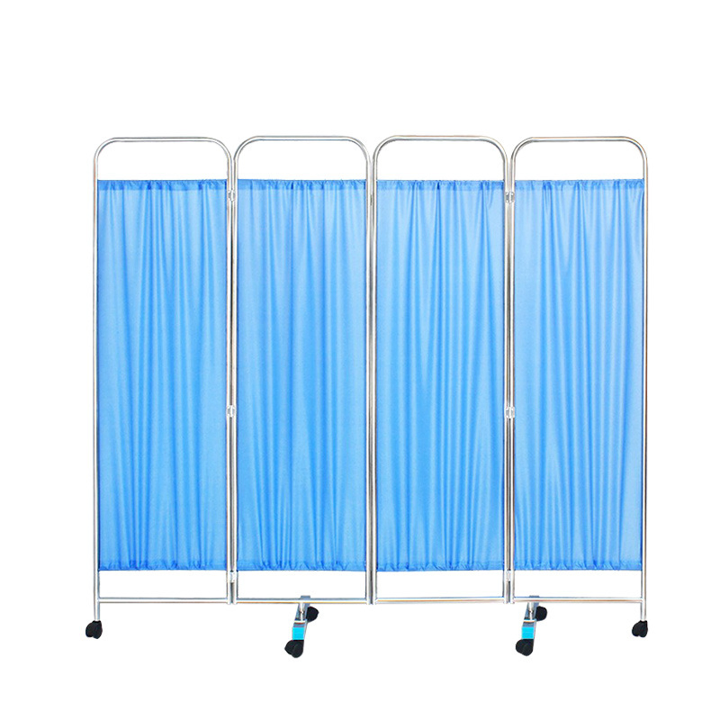 Hospital Mobile 4 Folding Medical Ward Bed Side Screen 4 Panel Privacy Screen, Surgery Screen