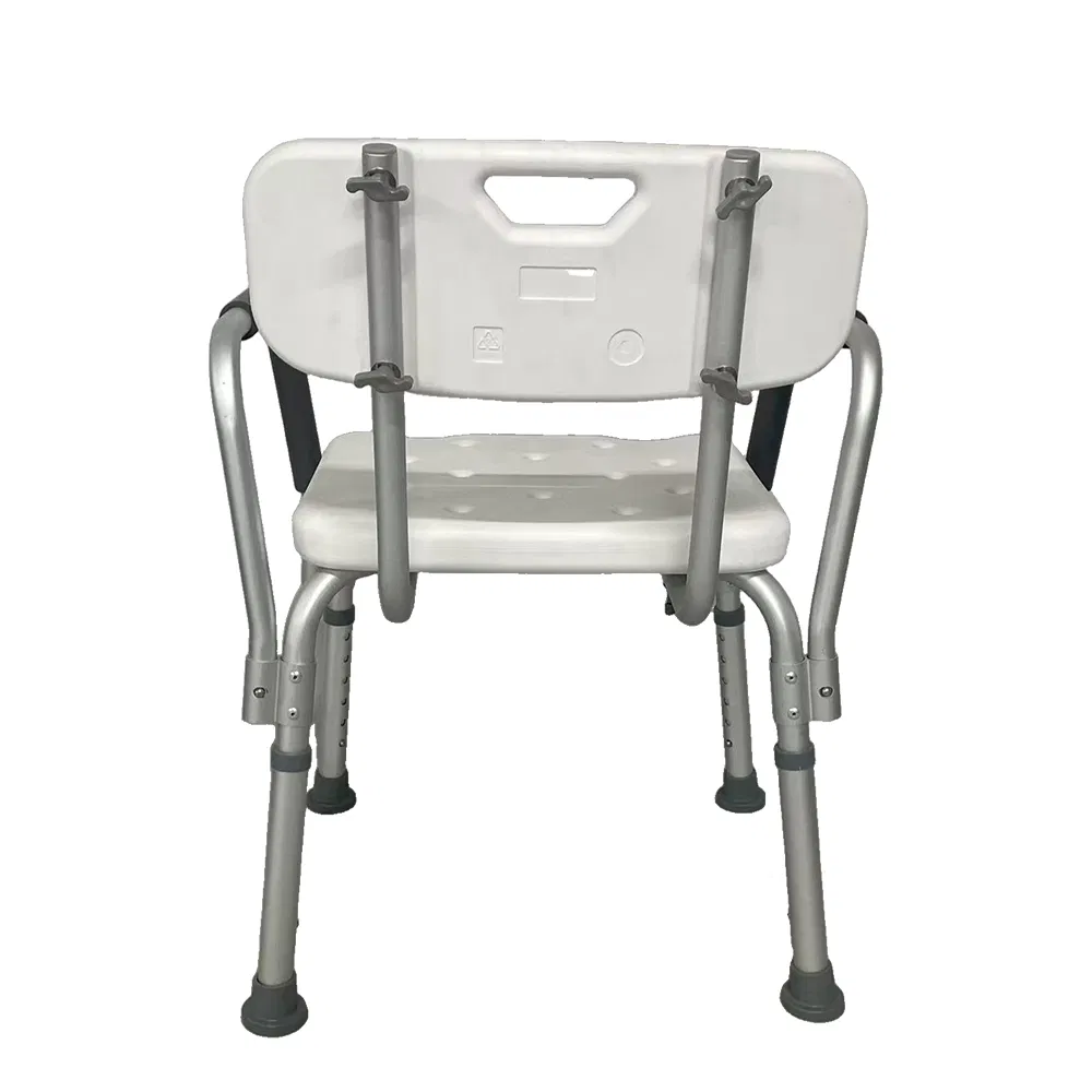 Aluminum Fold Lift Transfer Shower Bench Toilet Sit Lavatory Bath Potty Small Backrest with Armrests Commode Toilet Chair for Disabled
