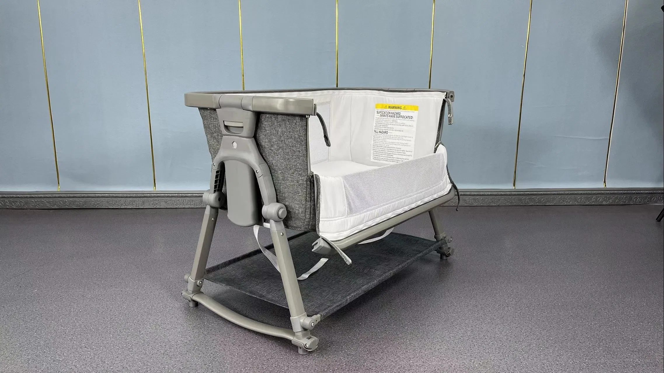 One Side Open Portable Free Installation Adjustable Infant Baby Bedside Crib Bed