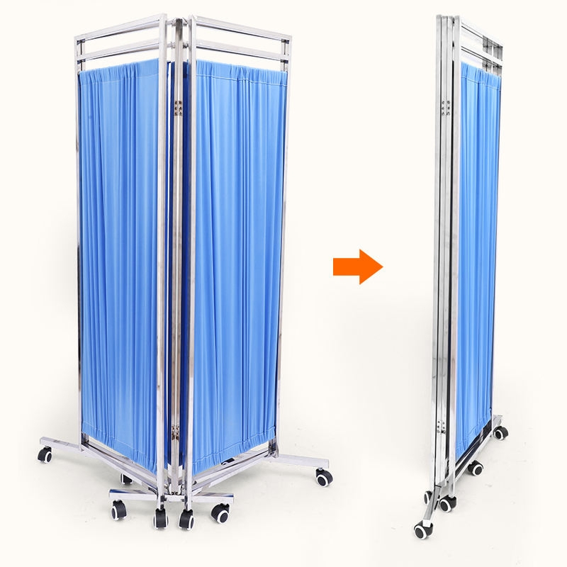 Hospital Privacy Folding Screen - 3/4 Panel Mobile Medical Partition with Wheels