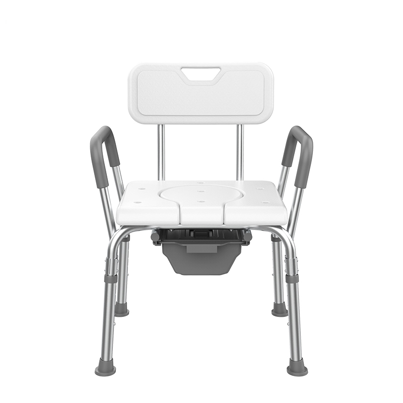 Durable Bathroom Anti-Slip Shower Commode Chair with Armrest for Disabled