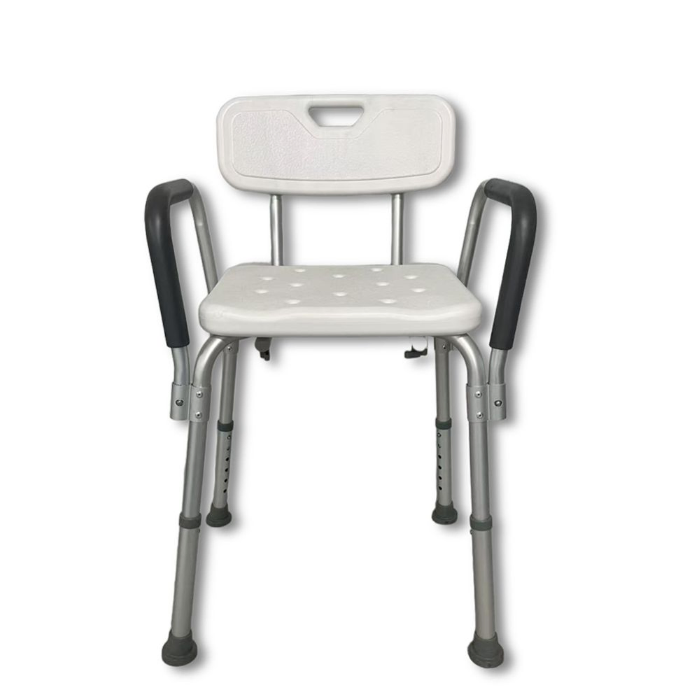 Aluminum Fold Lift Transfer Shower Bench Toilet Sit Lavatory Bath Potty Small Backrest with Armrests Commode Toilet Chair for Disabled