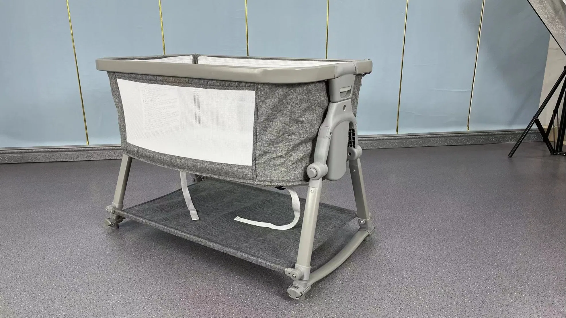 One Side Open Portable Free Installation Adjustable Infant Baby Bedside Crib Bed