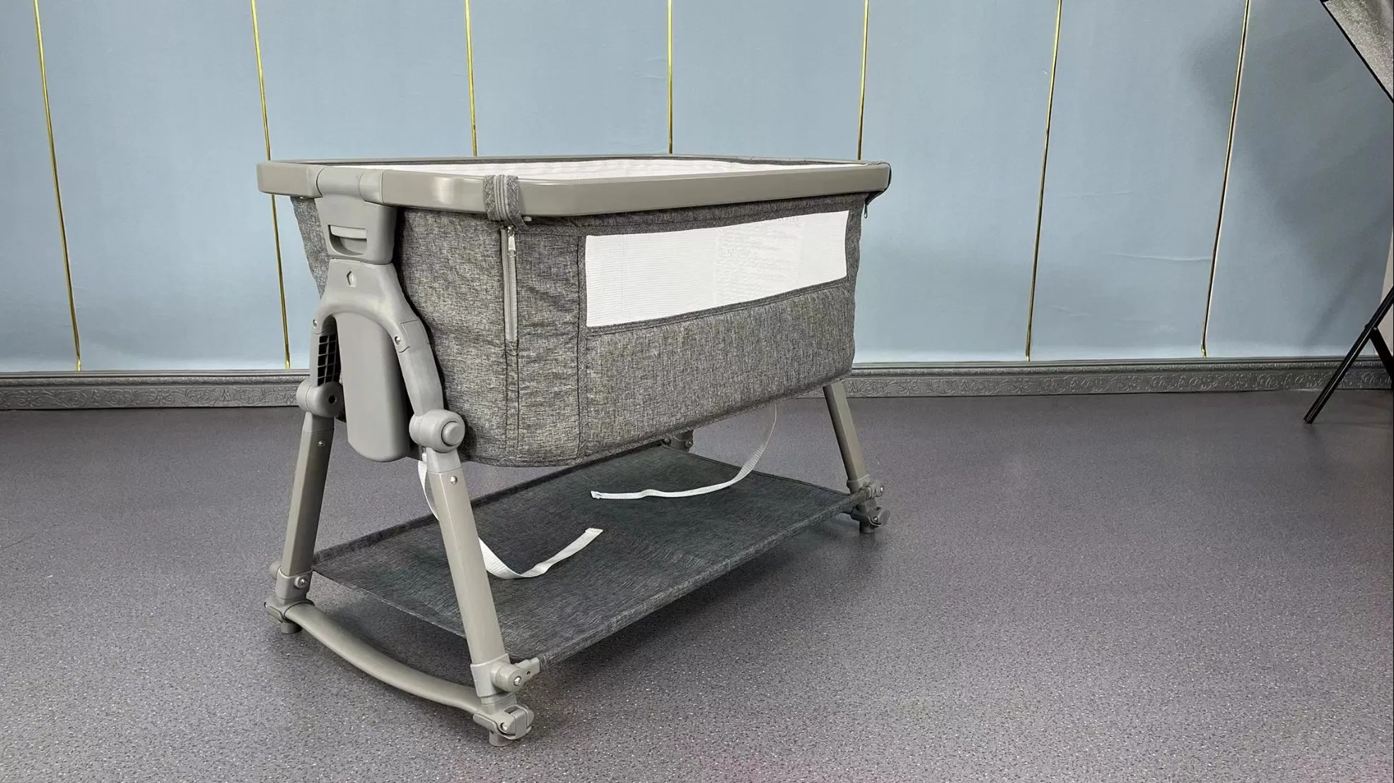 One Side Open Portable Free Installation Adjustable Infant Baby Bedside Crib Bed