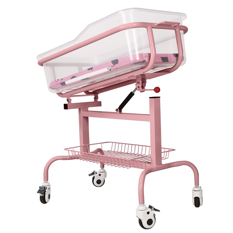 Hospital Furniture Newborn Care Adjustable Infant Cribs Stroller Trolley Bed Medical Baby Cart for Baby
