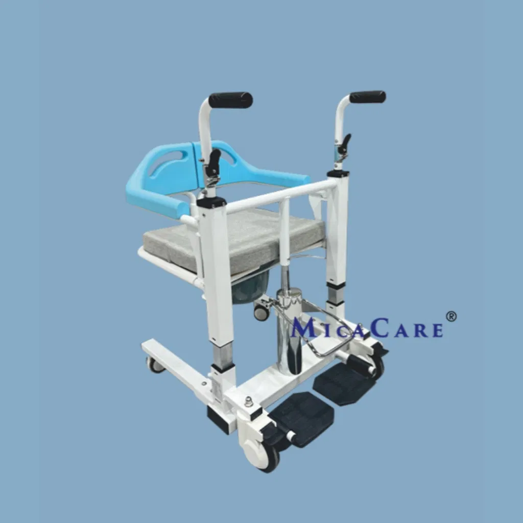 Transfer Chair with Pedal Control Portable Elderly Lift Aid Bedside Commode Chair