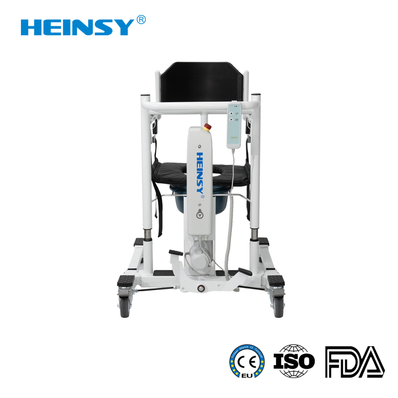 Hes-603 Carbon Steel Promotion New Folding Electric Wheelchair Toilet Move Wheel Bath Commode Patient Lift Transfer for Elderly