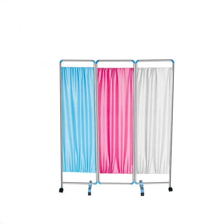 Portable Mobile Folding Medical Privacy Screen Steel Frame Adjustable Lockable Wheels Hospital Clinic Examination Curtains