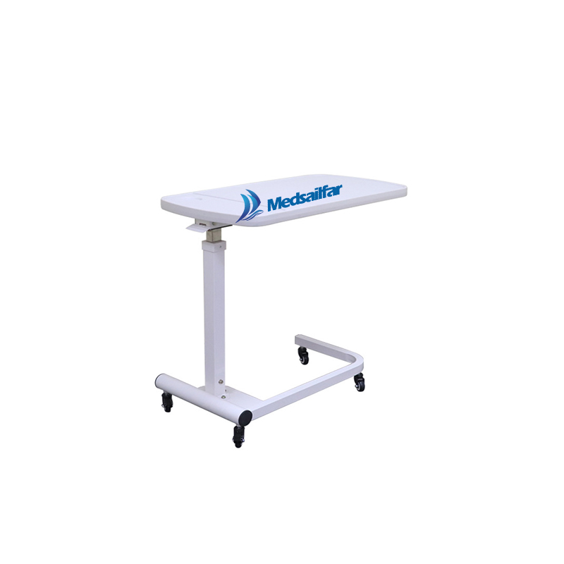 Hospital Patient Room Eating Adjustable Laptop Overbed Bedside Table with Wheels