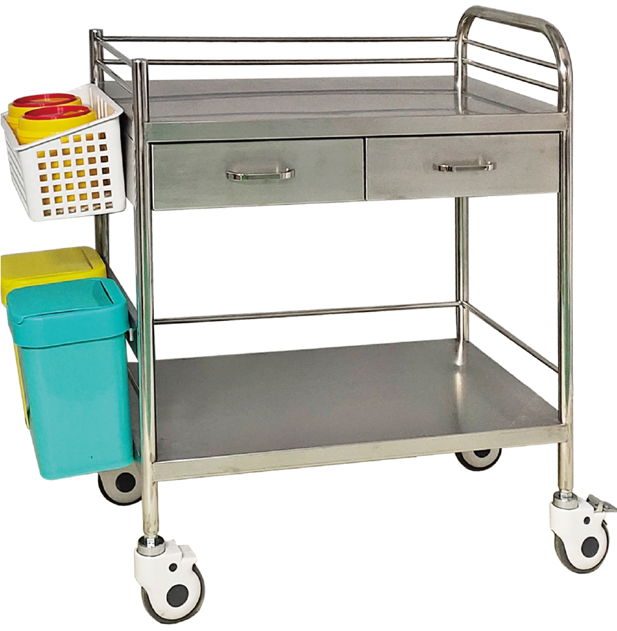 Good Quality Hospital Use Stainless Steel 304 Three (3) Shelves Dressing Trolley