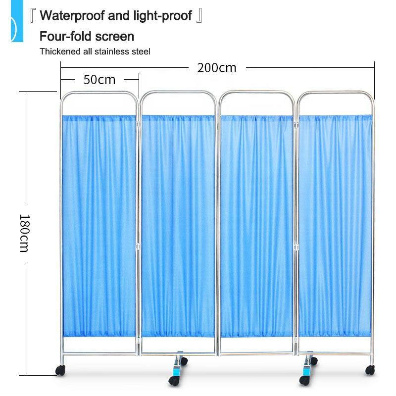Made-in-China Price Medical Folding Screen Privacy Stainless Steel Portable Ward Screen Partition