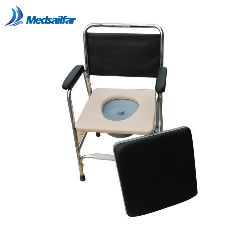 Disabled Bedside Foldable Steel Comfortable Portable Commode Chair for Elderly