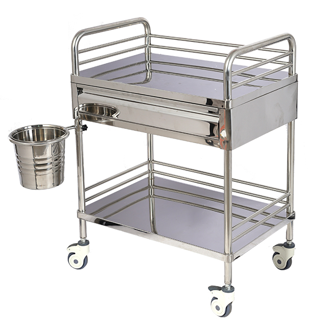Medical Hospital Dressing Trolley Stainless Steel 3 Layers Surgical Trolley