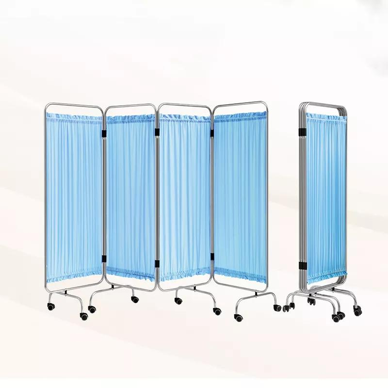 Stainless Steel Medical Folding Mobile Portable Privacy Patient Screen Curtain