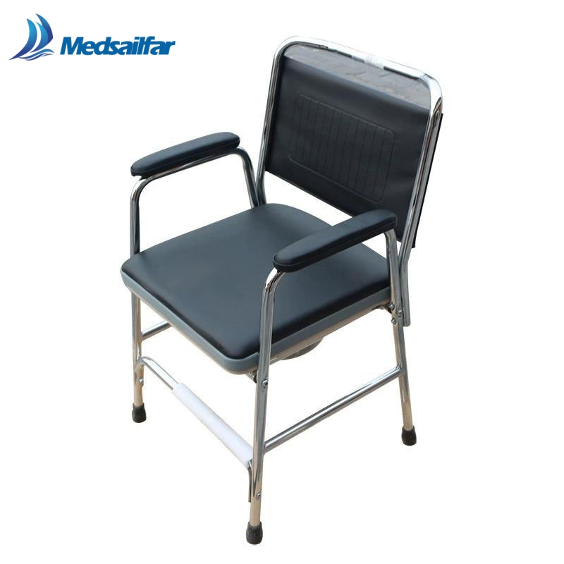 Disabled Bedside Foldable Steel Comfortable Portable Commode Chair for Elderly