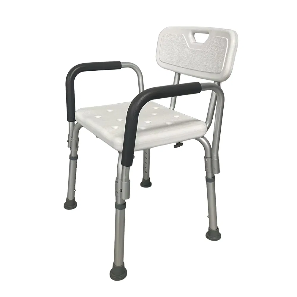 Aluminum Fold Lift Transfer Shower Bench Toilet Sit Lavatory Bath Potty Small Backrest with Armrests Commode Toilet Chair for Disabled