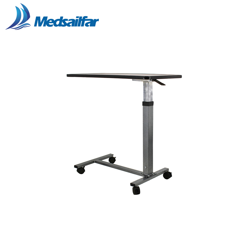 Hospital Patient Room Eating Adjustable Laptop Overbed Bedside Table with Wheels