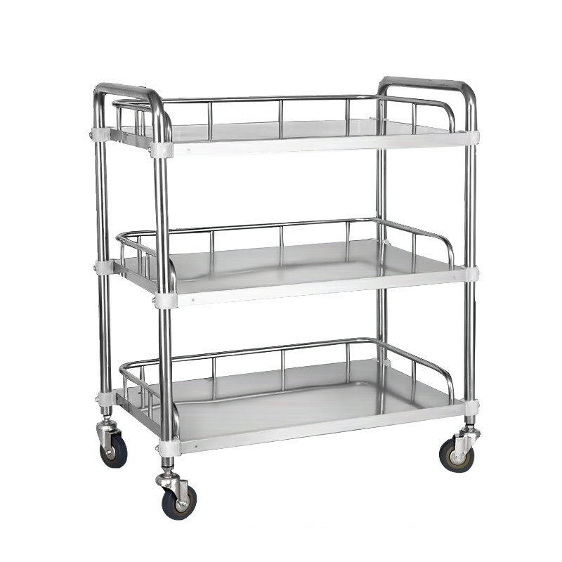 Medical Hospital Dressing Trolley Stainless Steel 3 Layers Surgical Trolley