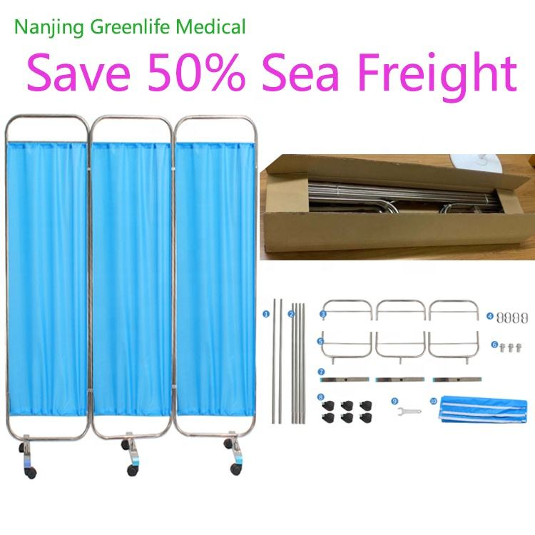 Greenlife HS-A03 Medical Stainless Steel 3 Fold Ward Screen Privacy Screen
