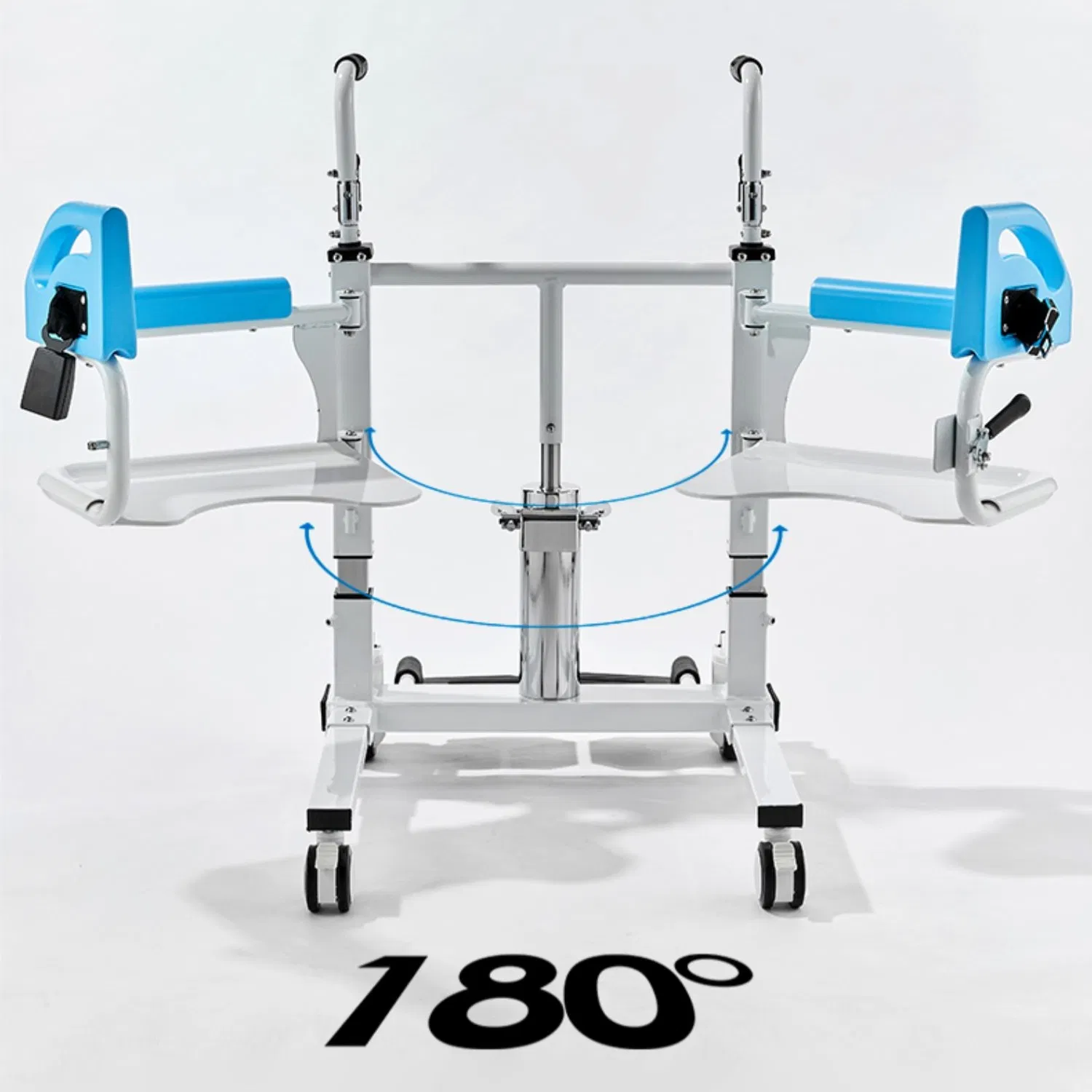 Transfer Chair with Pedal Control Portable Elderly Lift Aid Bedside Commode Chair