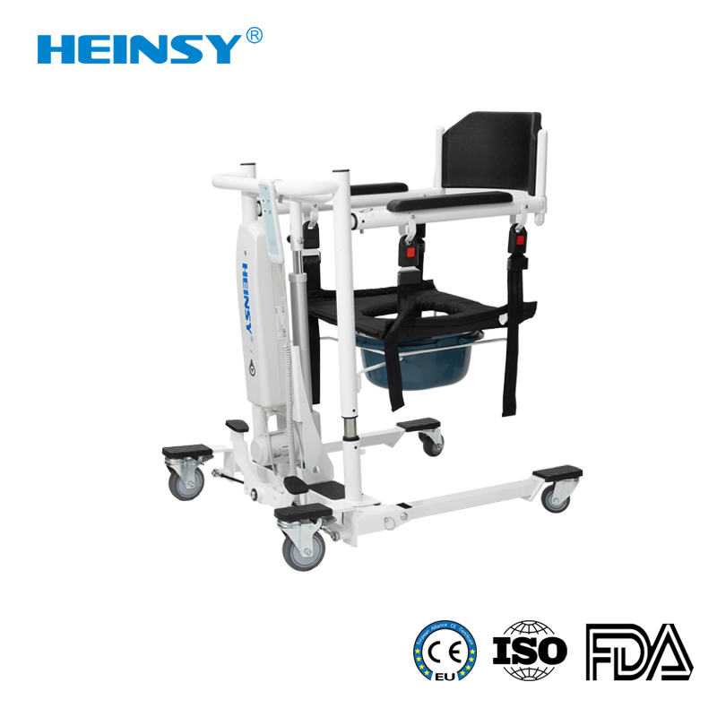 Hes-603 Carbon Steel Promotion New Folding Electric Wheelchair Toilet Move Wheel Bath Commode Patient Lift Transfer for Elderly