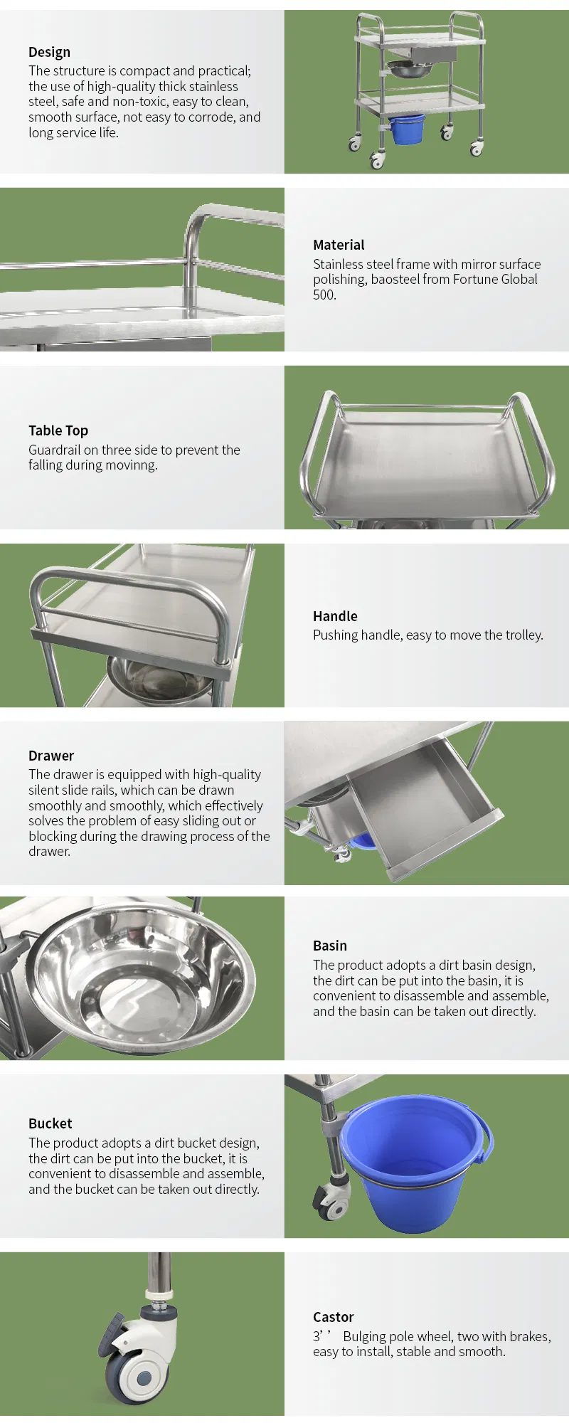 Medical Dressing Trolley Detail 2