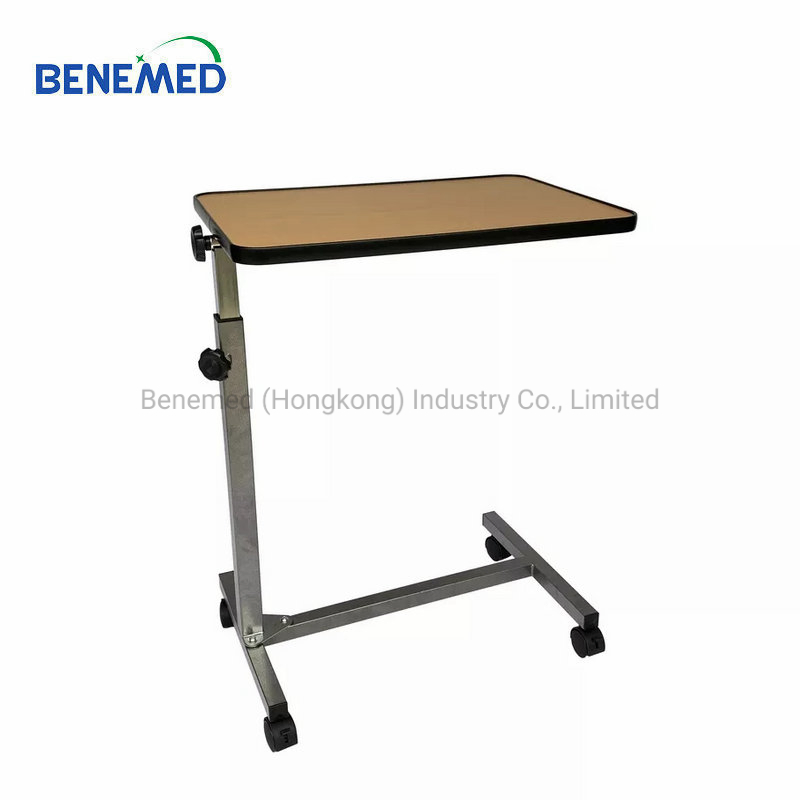 Rotating Table-Top Adjustable Medical Furniture Wooden Hospital Overbed Table /Hospital Dining Table Used in Patient Rooms