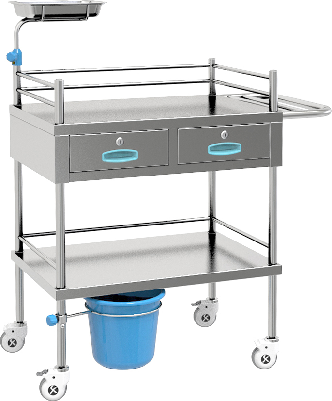 Skh029 Two Layer Stainless Steel Treatment Dressing Trolley with Drawers