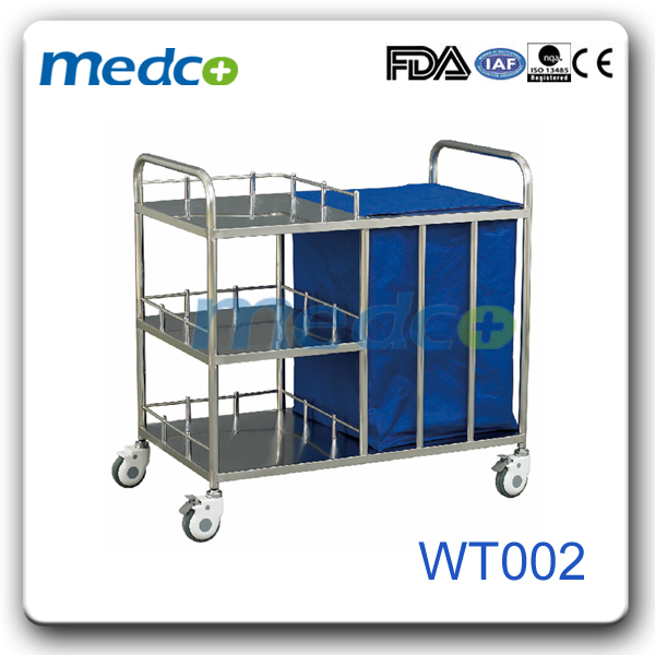 Stainless Steel Medical Laundry Cart, Hospital Cleaning Dressing Trolley
