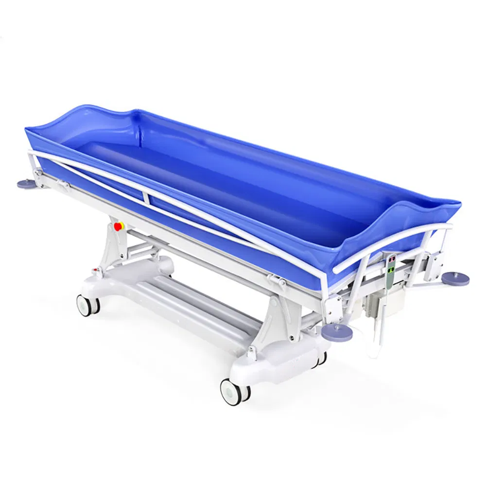 Icen Adjustable Hospital Patient Electric Shower Bath Trolley Bed for Adults