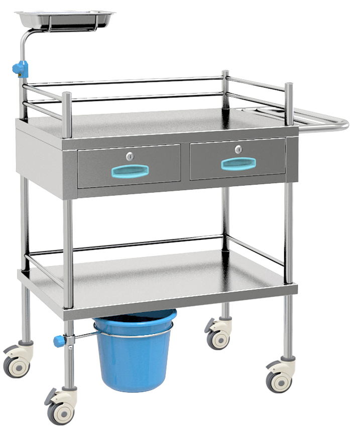 Skh029 Two Layer Stainless Steel Treatment Dressing Trolley with Drawers