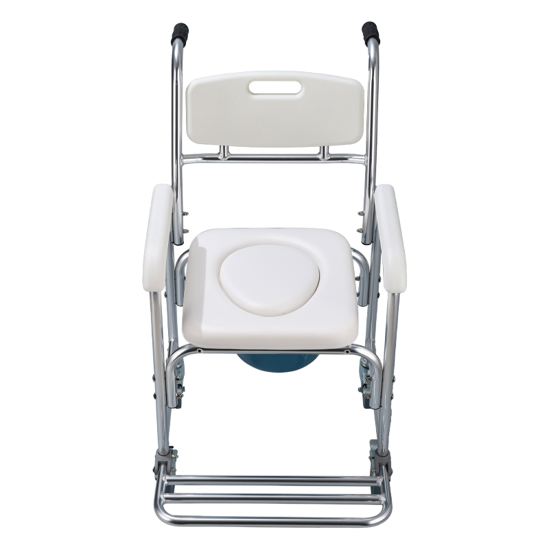 Moving 3-in-1 Commode Wheelchair Bedside Toilet &amp; Shower Seat Bathroom Rolling Chair Elderly