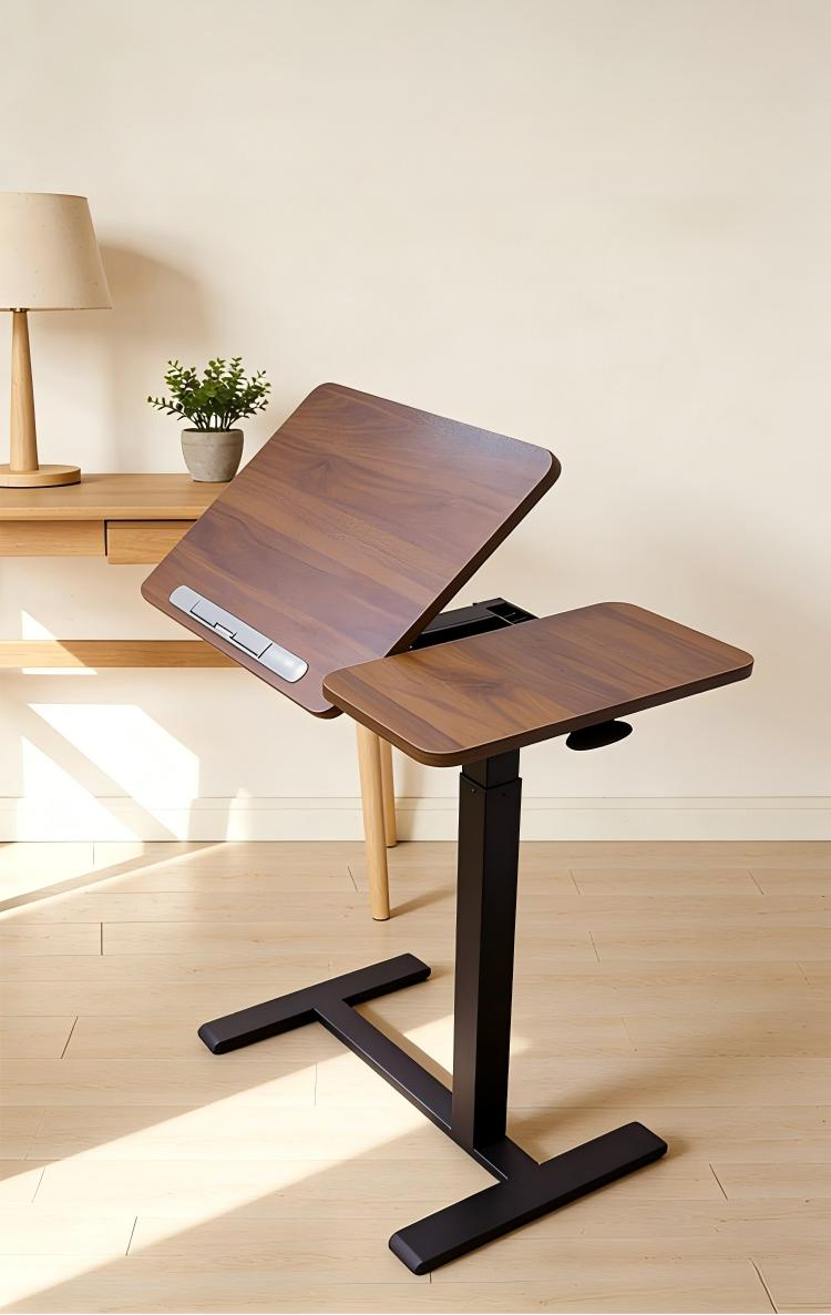 Jn Foldable and Height Adjustable Overbed Table &amp; Desk with Locking Wheels