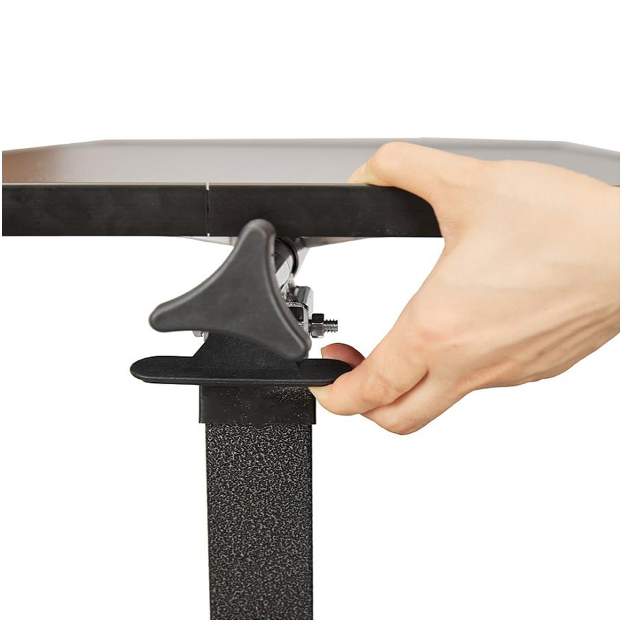 White Adjustable Height Overbed Table with Rolling Wheels for Easy Mobility