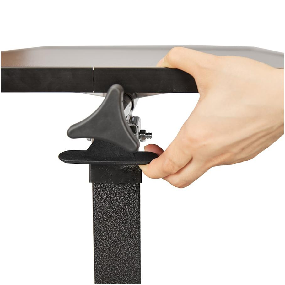 White Adjustable Height Overbed Table with Rolling Wheels for Easy Mobility