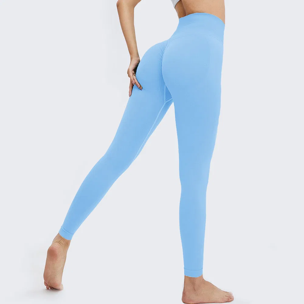Seamless Peach Hip Yoga Wear Pants Women's Pleated High Waist Lifting Hip Fitness Pants