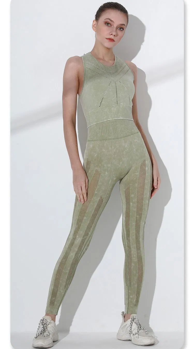 Water Washed Sports Tight Pants Women's High Waisted and Hip Lifting Yoga Wear Long Pants