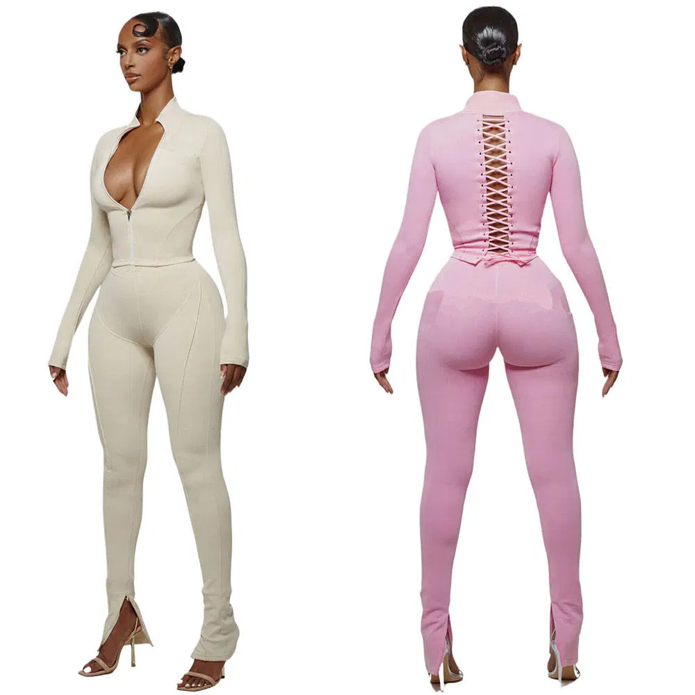 Ky Women Yoga Sets Wholesale Elastic Cropped Nylon Track Jacket Pants Plus Size